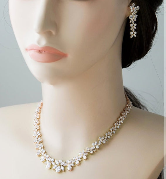 Sureli - Stunning cz bridal necklace set