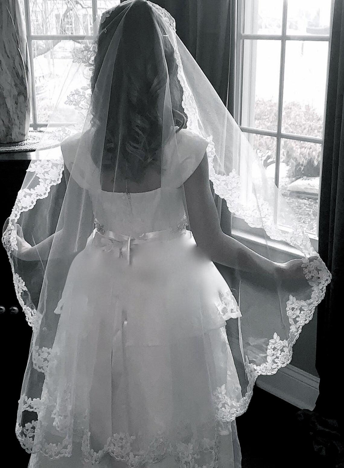 lace edge first communion veil