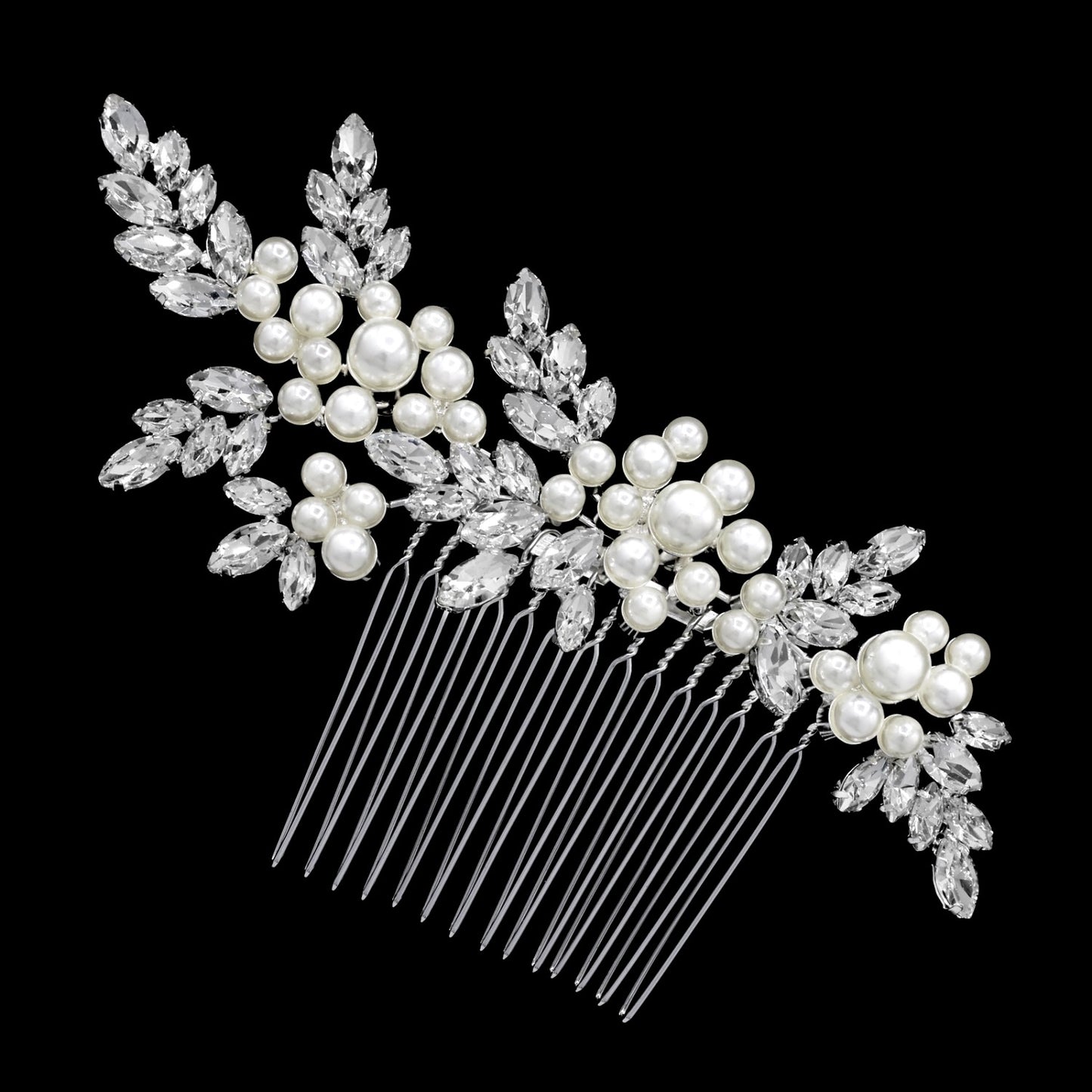 Lia - Romantic Crystal and pearl bridal hair comb