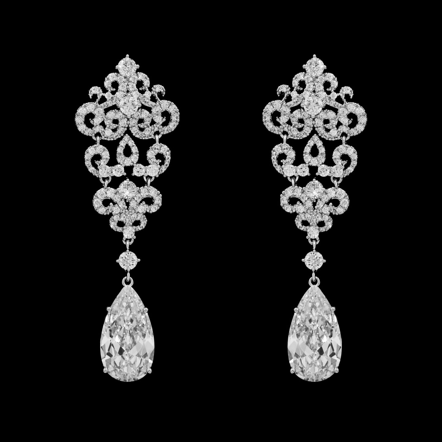 Lorraine - Exquisite CZ drop chandelier bridal earrings
