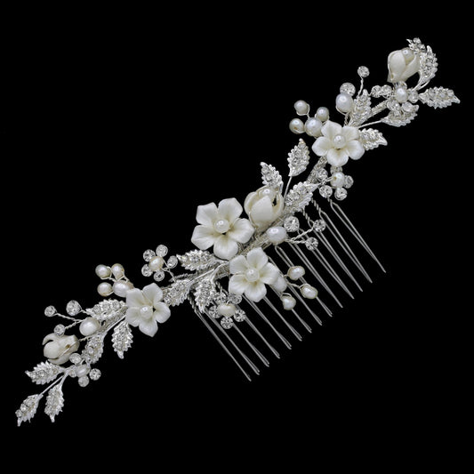 Spring - Crystal flower bridal hair comb