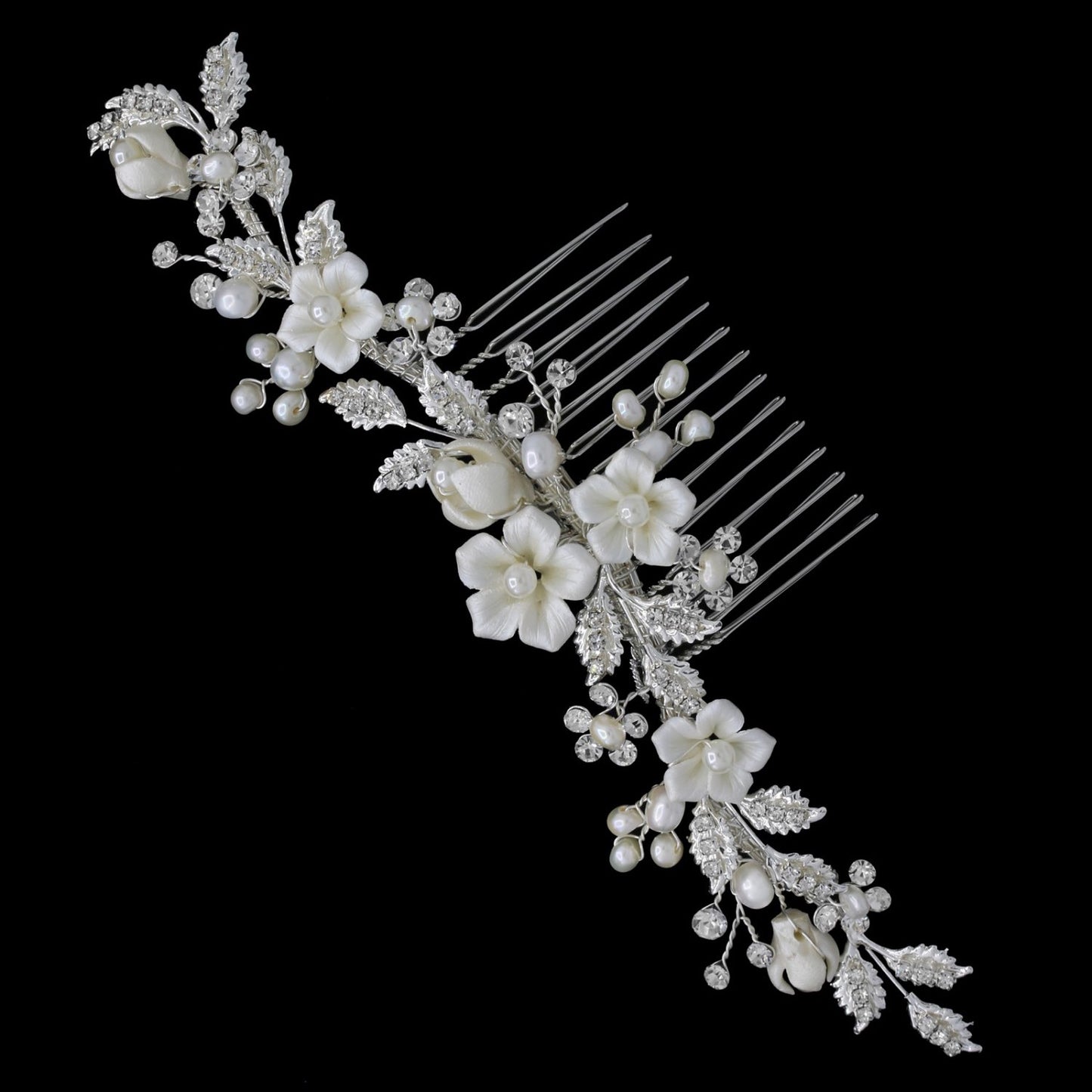 Spring - Crystal flower bridal hair comb