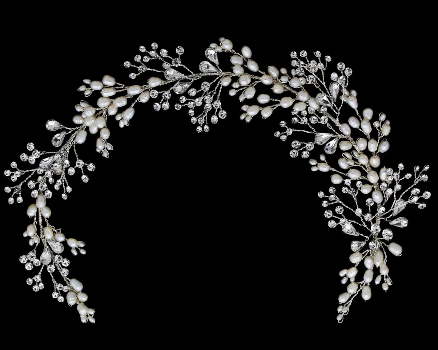 Lania - Exquisite Crystal and freshwater pearl wedding headpiece