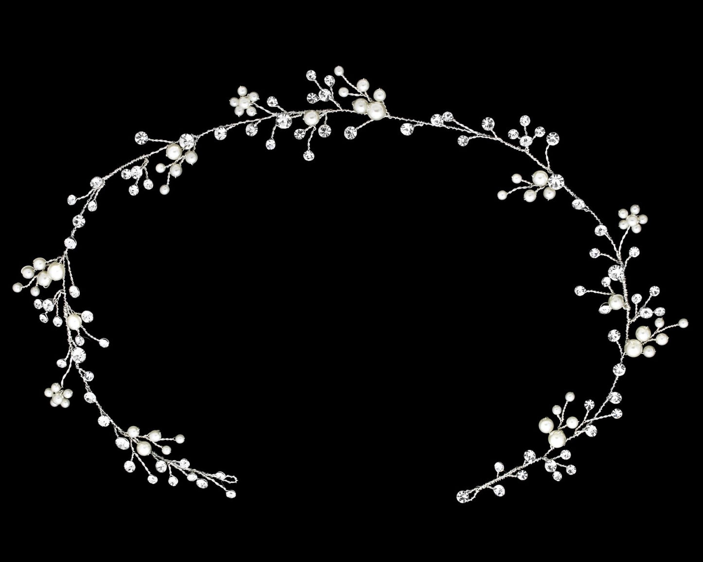 Fiora - Pearl and Swarovski Crystal bridal floral hairvine
