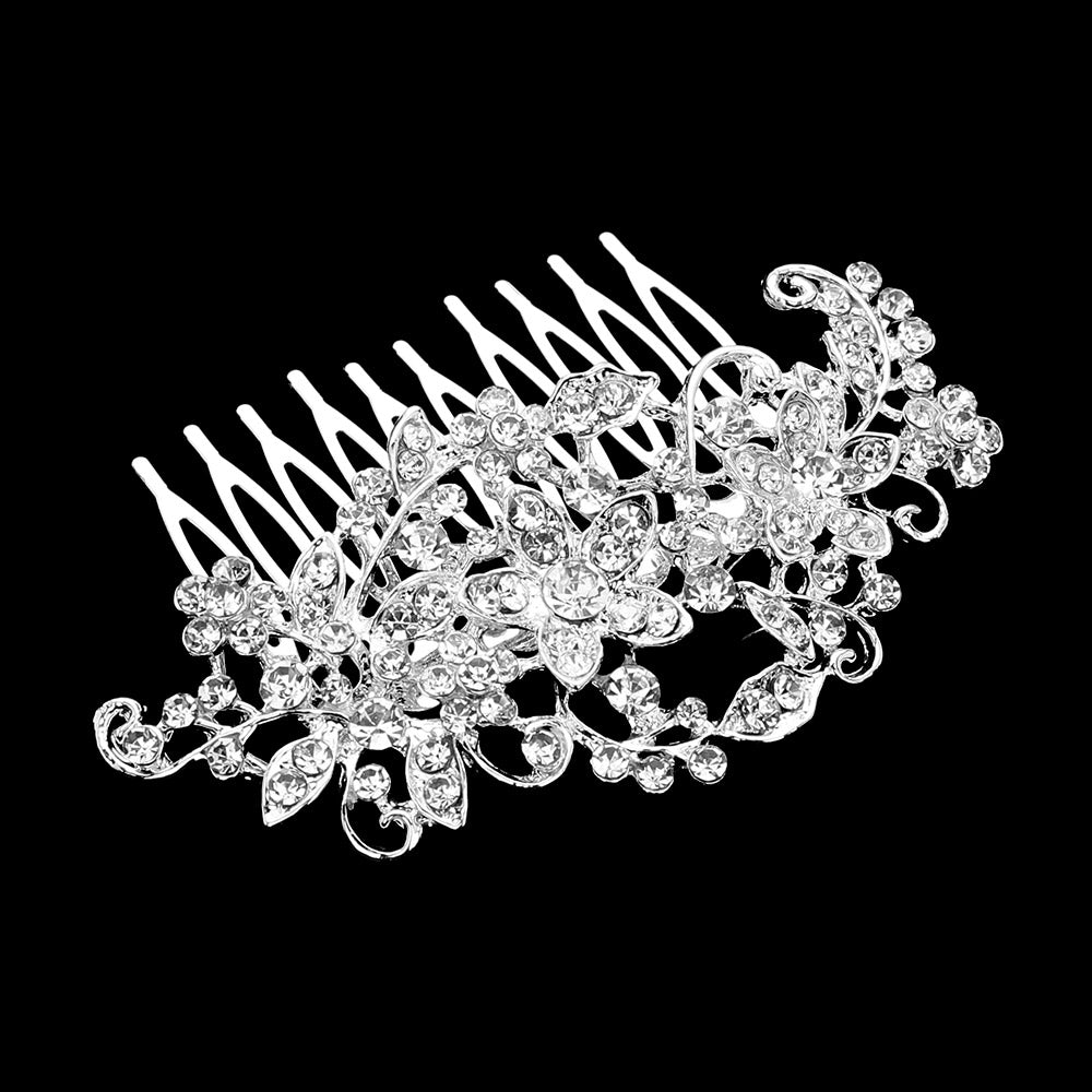 Natasha - Floral crystal wedding hair comb