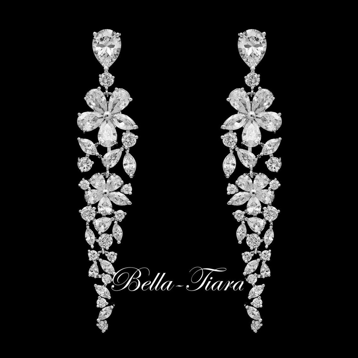 Aurorina Beautiful swarovski crystal drop bridal earrings
