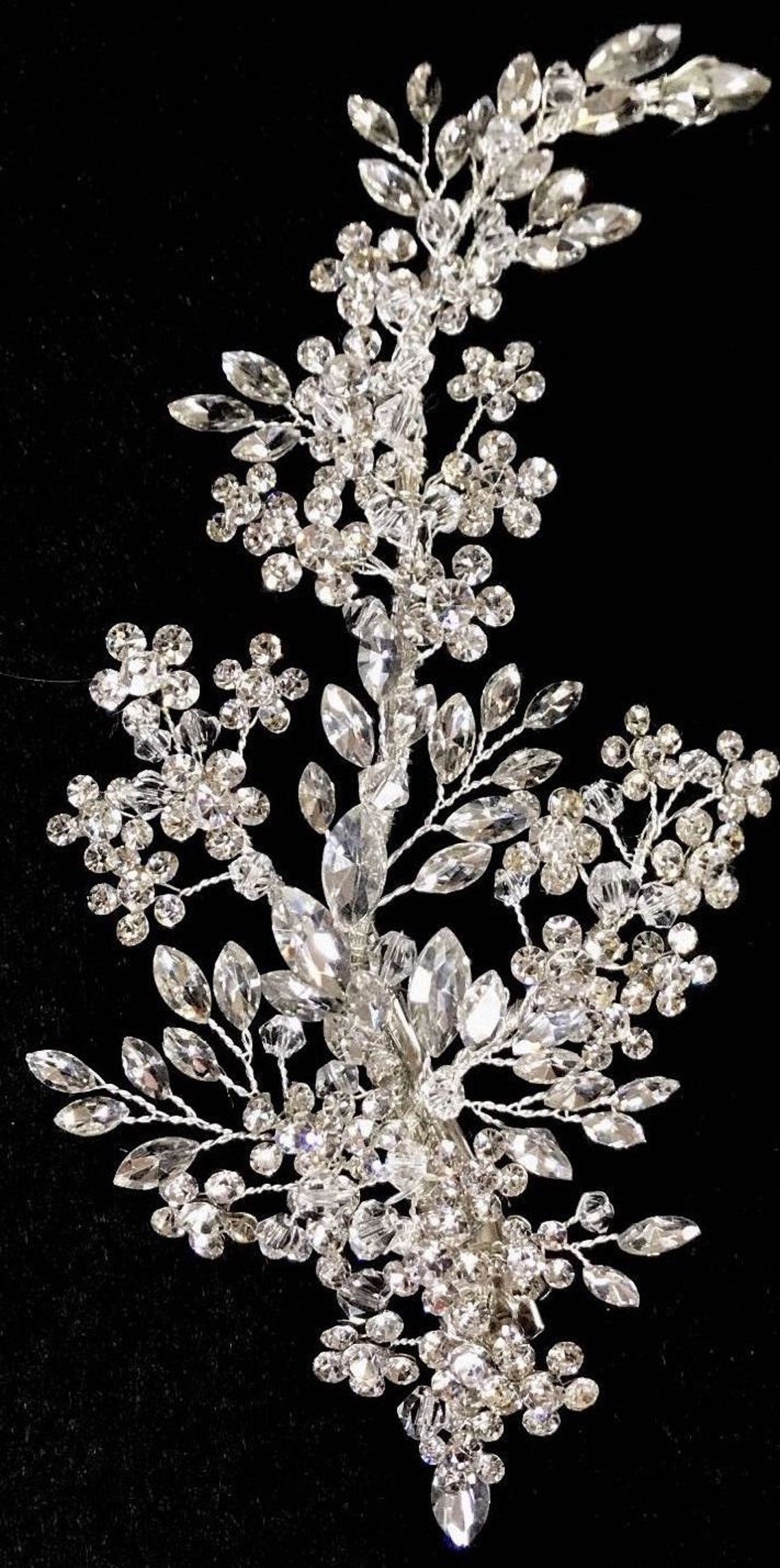 Daniela- Dazzling set of 2 crystal floral wedding headpiece