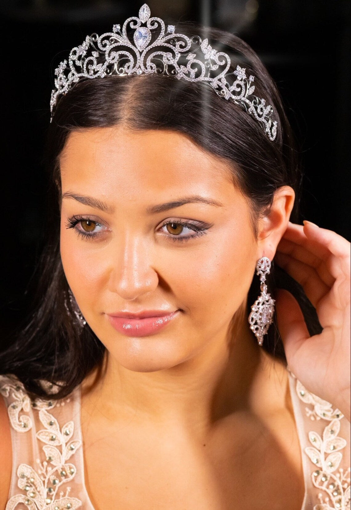 Bridgette - Beautiful Silver crystal tiara