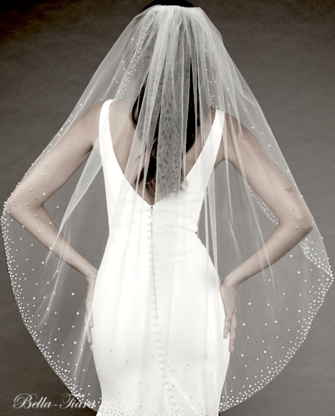 Enchanting pearl edge veil