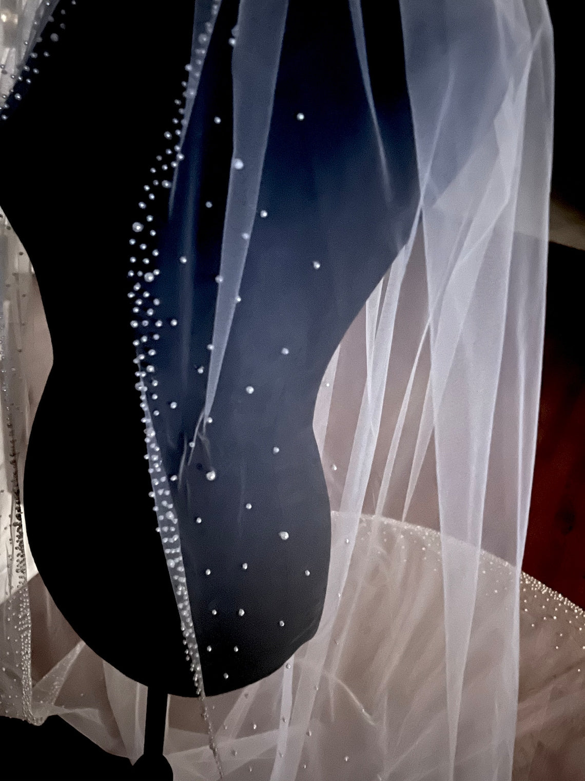 Enchanting pearl edge veil