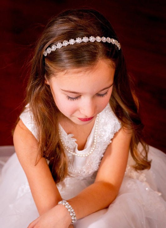 Fiorino - Flower rhinestone communion headband