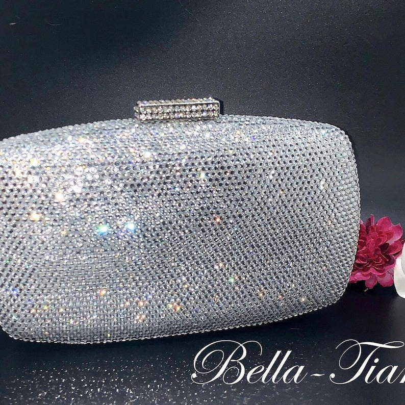 Bianca - Swarovski Crystal Silver Clutch Purse