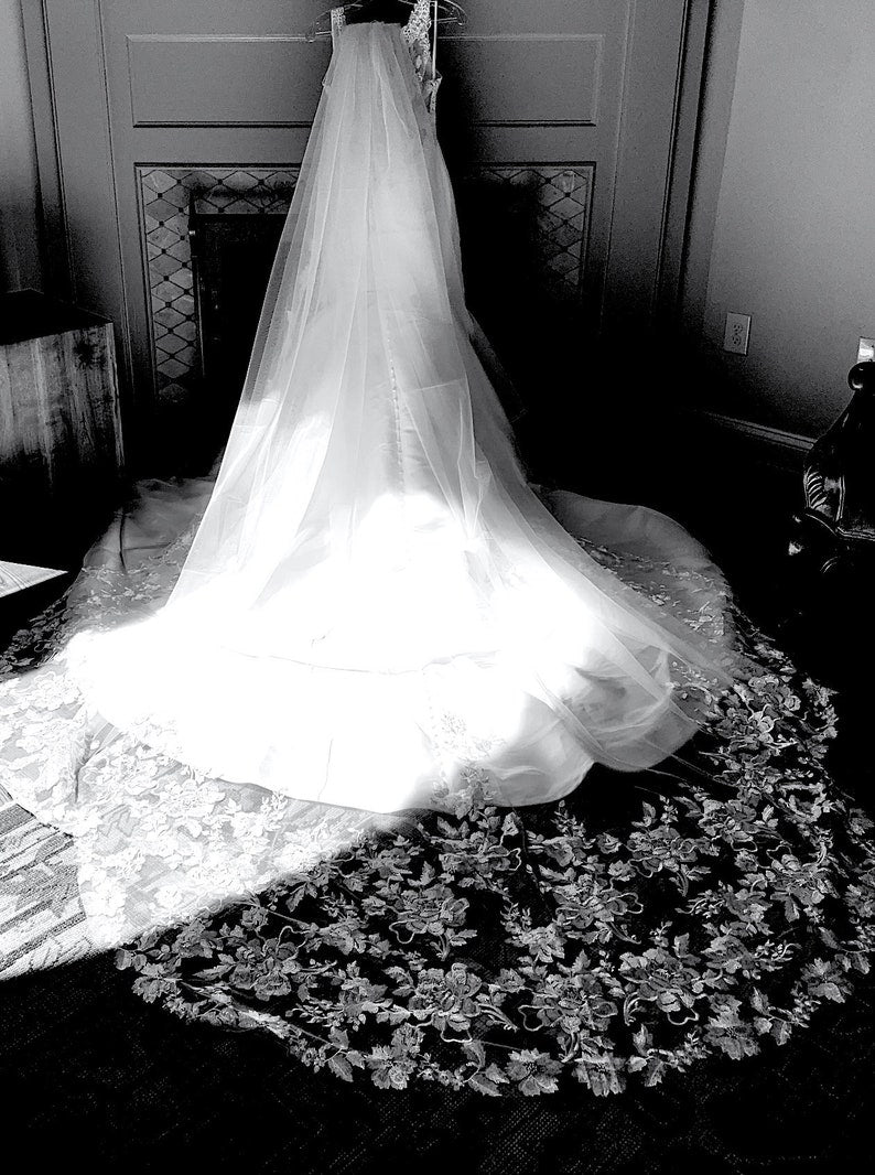 Fioralisa - Stunning Flower lace cathedral royal veil with Free Blusher