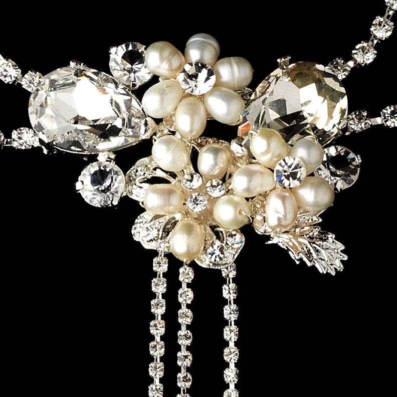 Sira - Enchanting crystal and pearl bridal necklace set