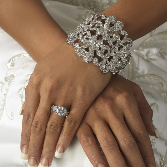Elia, Vintage inspired cuff style wedding bracelet