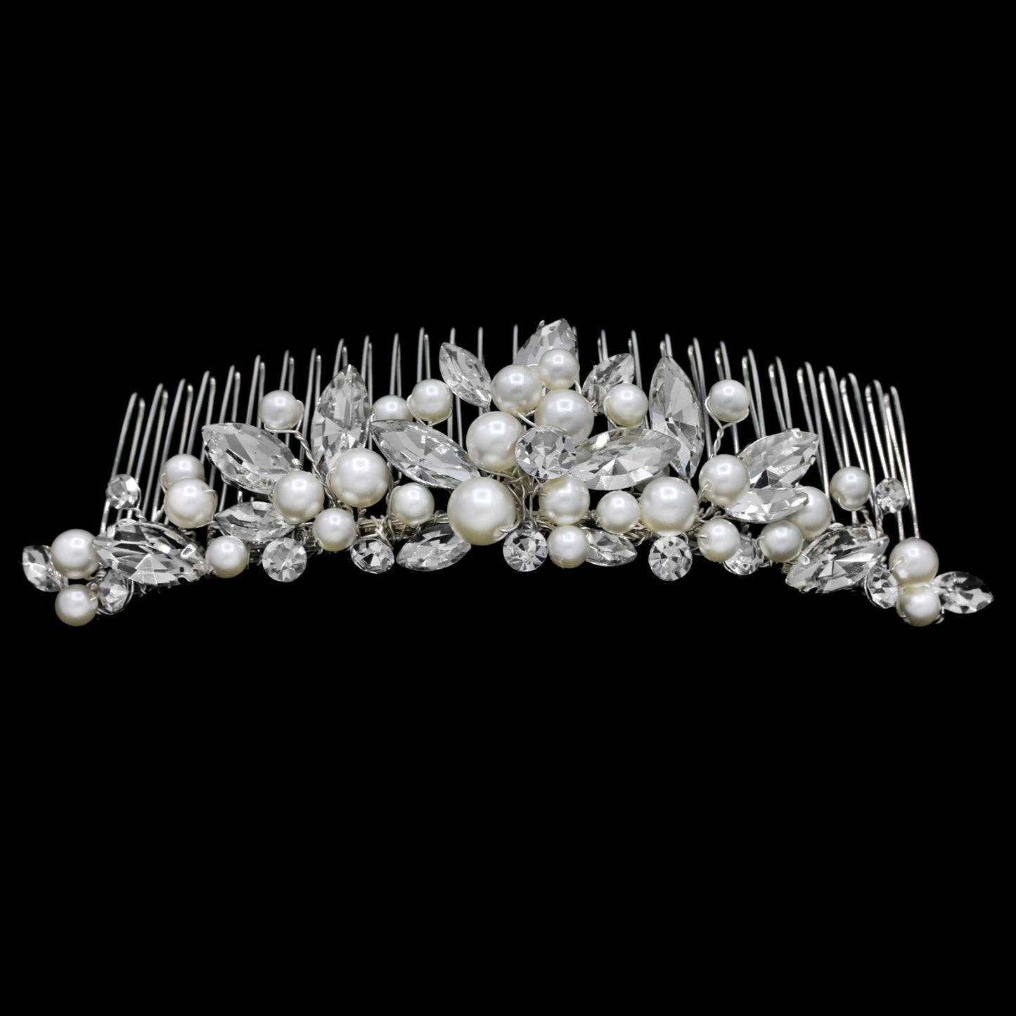 Kenita - Timeless crystal and pearl wedding hair comb
