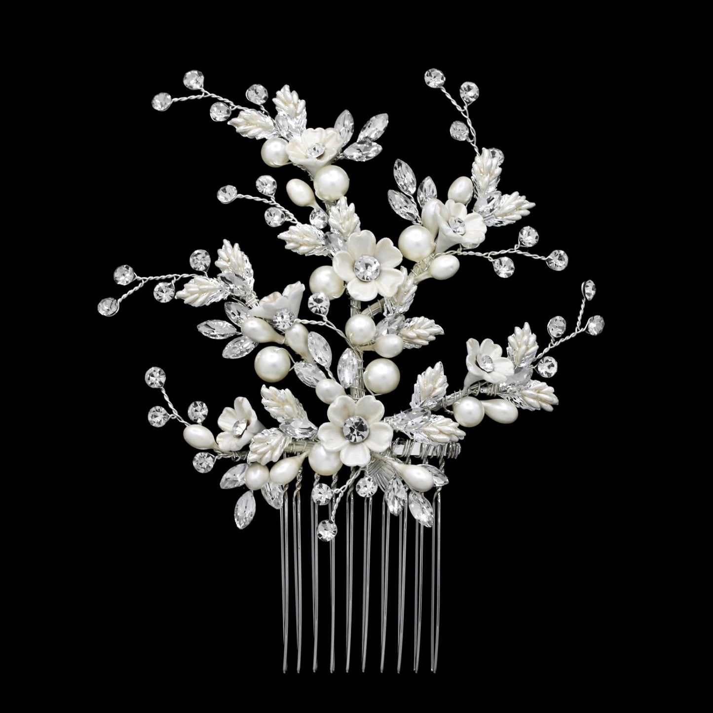 Tonia - Beautiful ceramic rose bridal comb