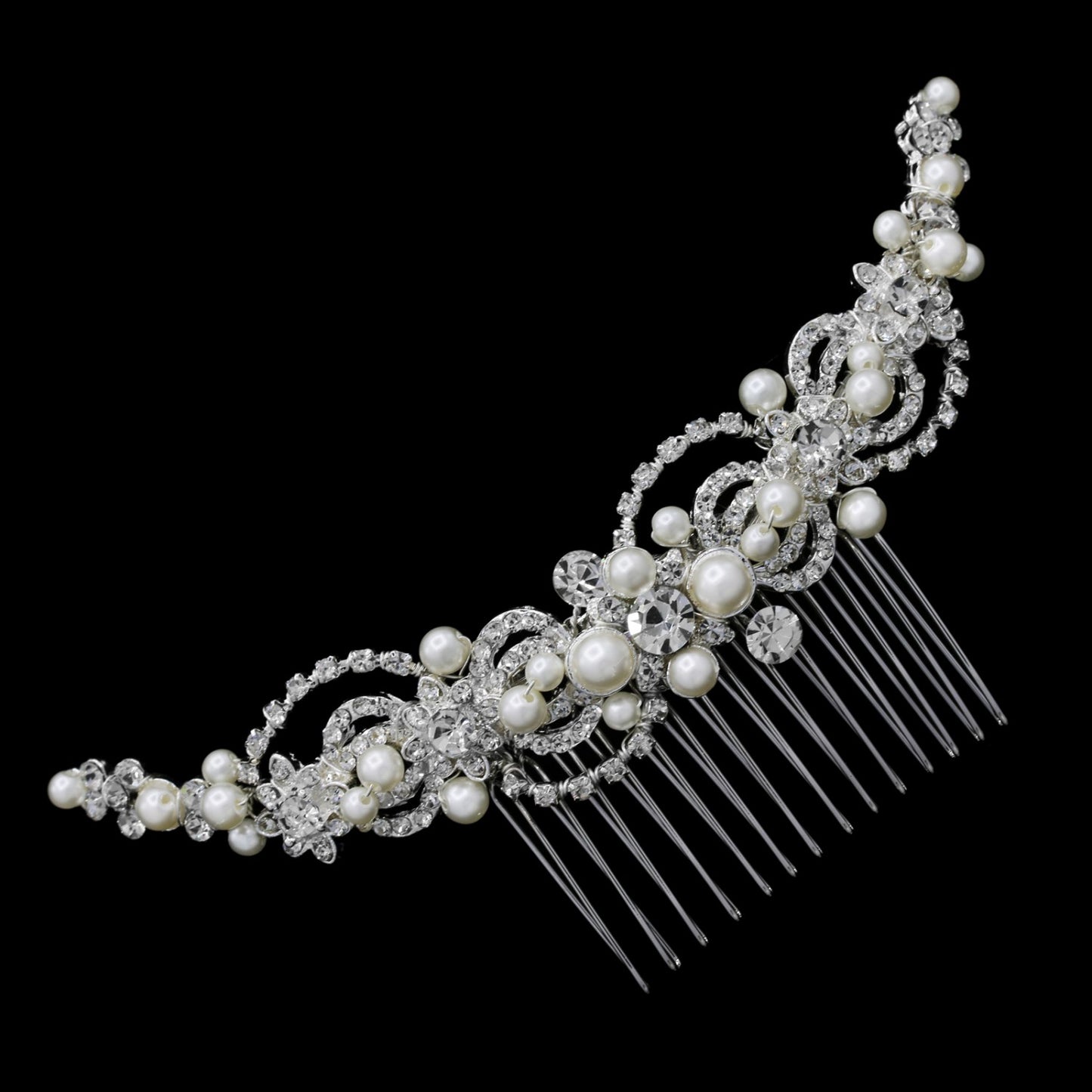 Vianca - Romantic Swarovski Crystal pearl wedding hair comb