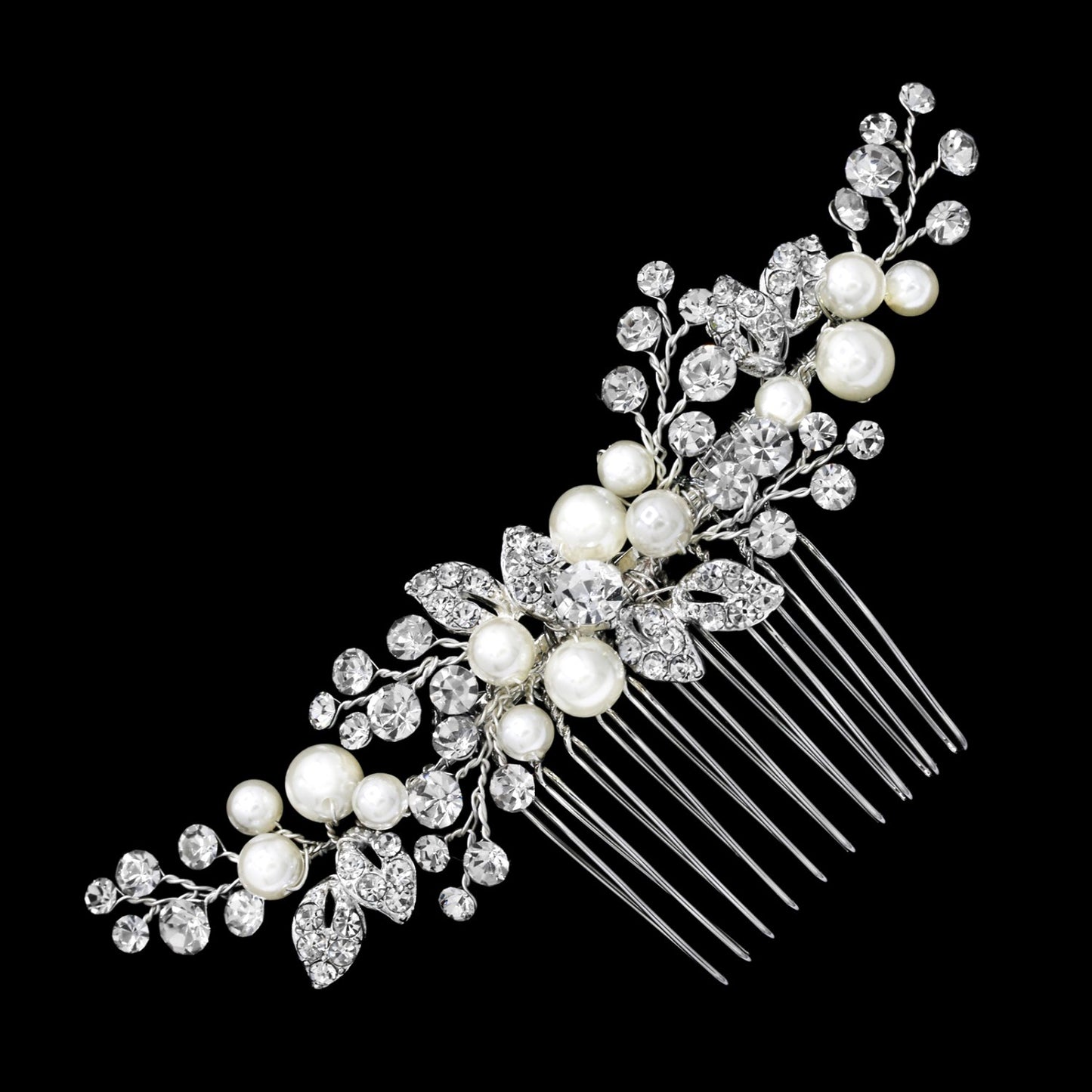 Livia - Timeless Swarovski Crystal and pearl bridal hair comb