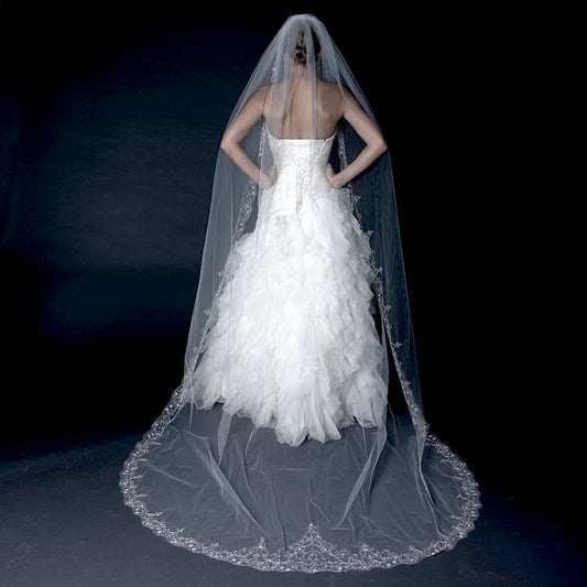 Lidia - Royal Crystal Beaded Cathedral wedding veil