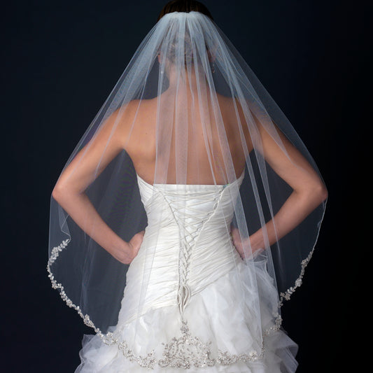 Chelsie – Beaded edge crystal wedding veil