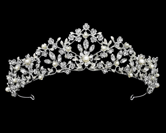 Edee - Crystal and Pearl Wedding Tiara