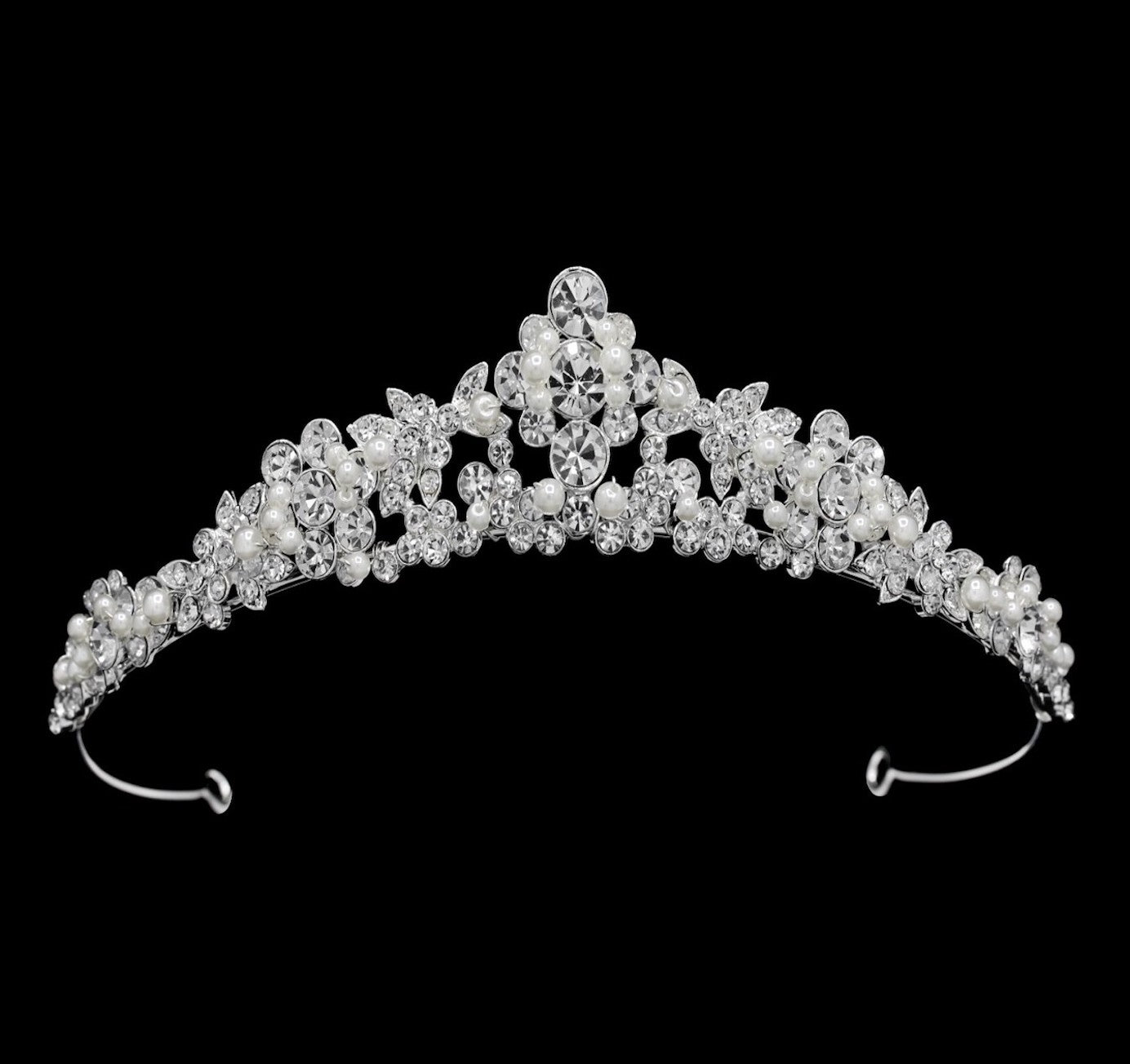 Dina - Swarovski Crystal and pearl communion tiara