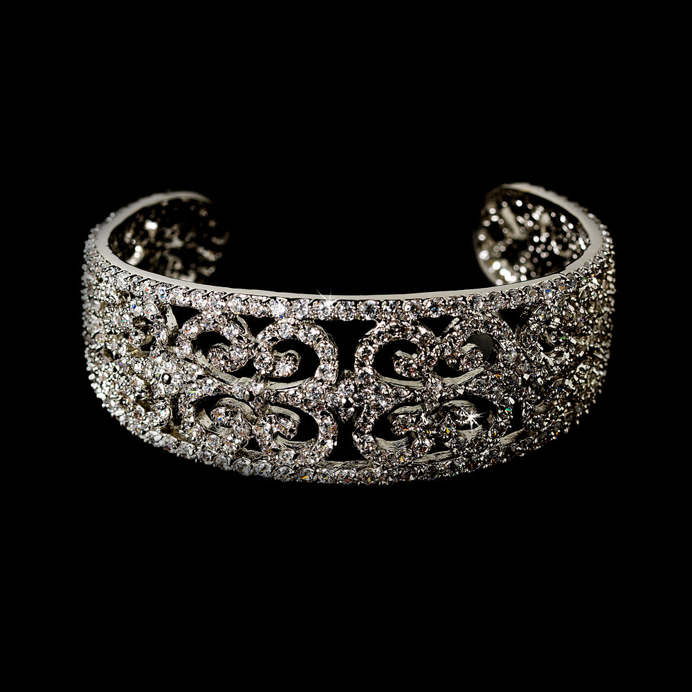 Vela - Vintage CZ bridal cuff bracelet