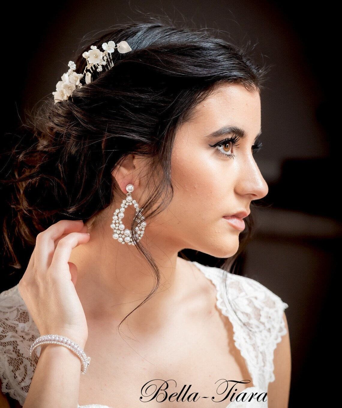 Emmanuela - Glamorous Pearl Drop Bridal Earrings