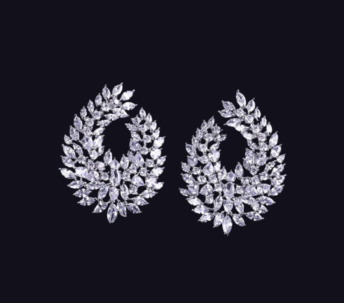 Zena - Glamorous CZ bridal crystal earrings