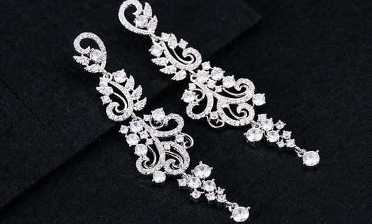 Carina - Swarovski crystal drop bridal earrings