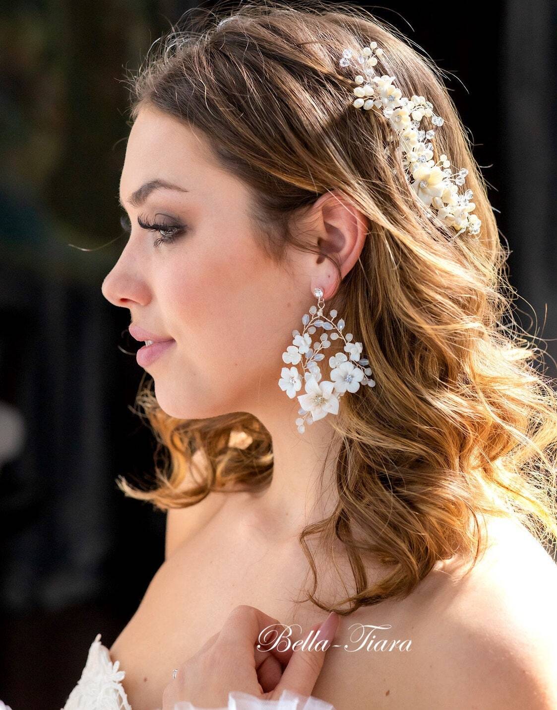 Marisa - Gorgeous crystal flower bridal earrings