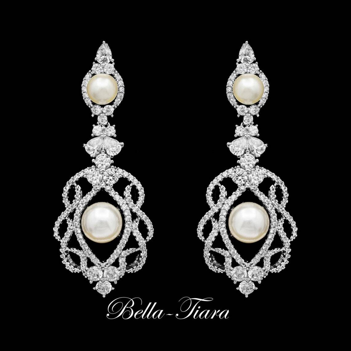 Emily - Vintage inspired pearl bridal earrings