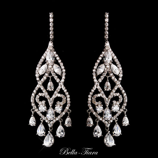 Giuliana - Elegant CZ chandelier bridal earrings