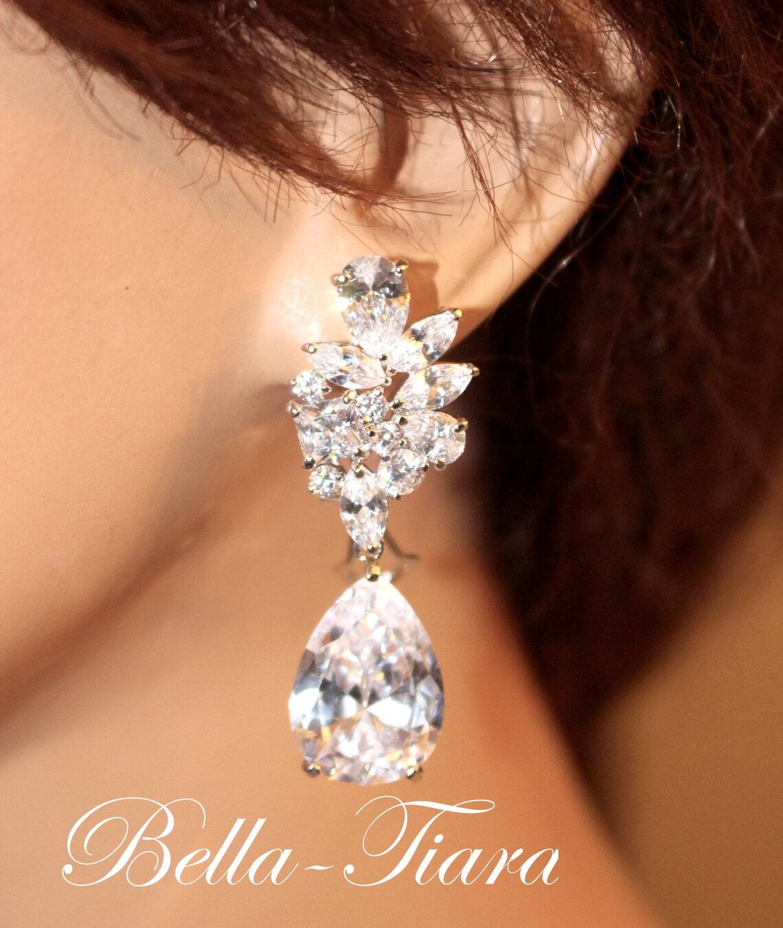 Gioia Elegant Swarovski Crystal bridal earrings – Bella-Tiara