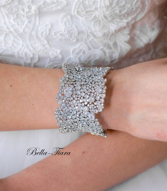 Emmanuele - Glamorous cuff CZ wedding bracelet