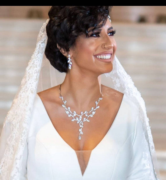 Josanne -  Gorgeous CZ vine bridal necklace set