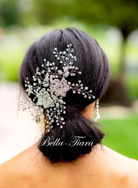 Rosetta- Stunning crystal rose wedding headpiece comb