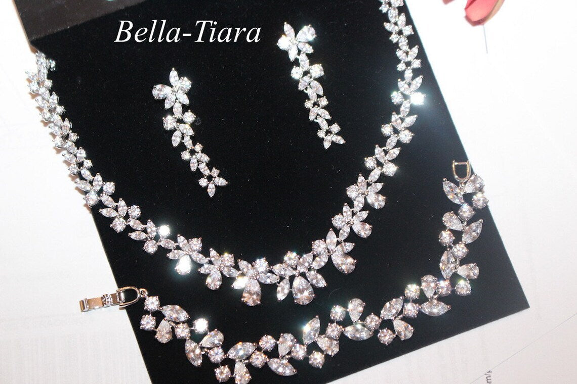 Sureli - Stunning  CZ bridal necklace set