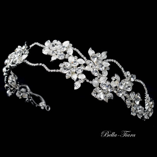 Laylah -  Romantic floral Crystal wedding headband