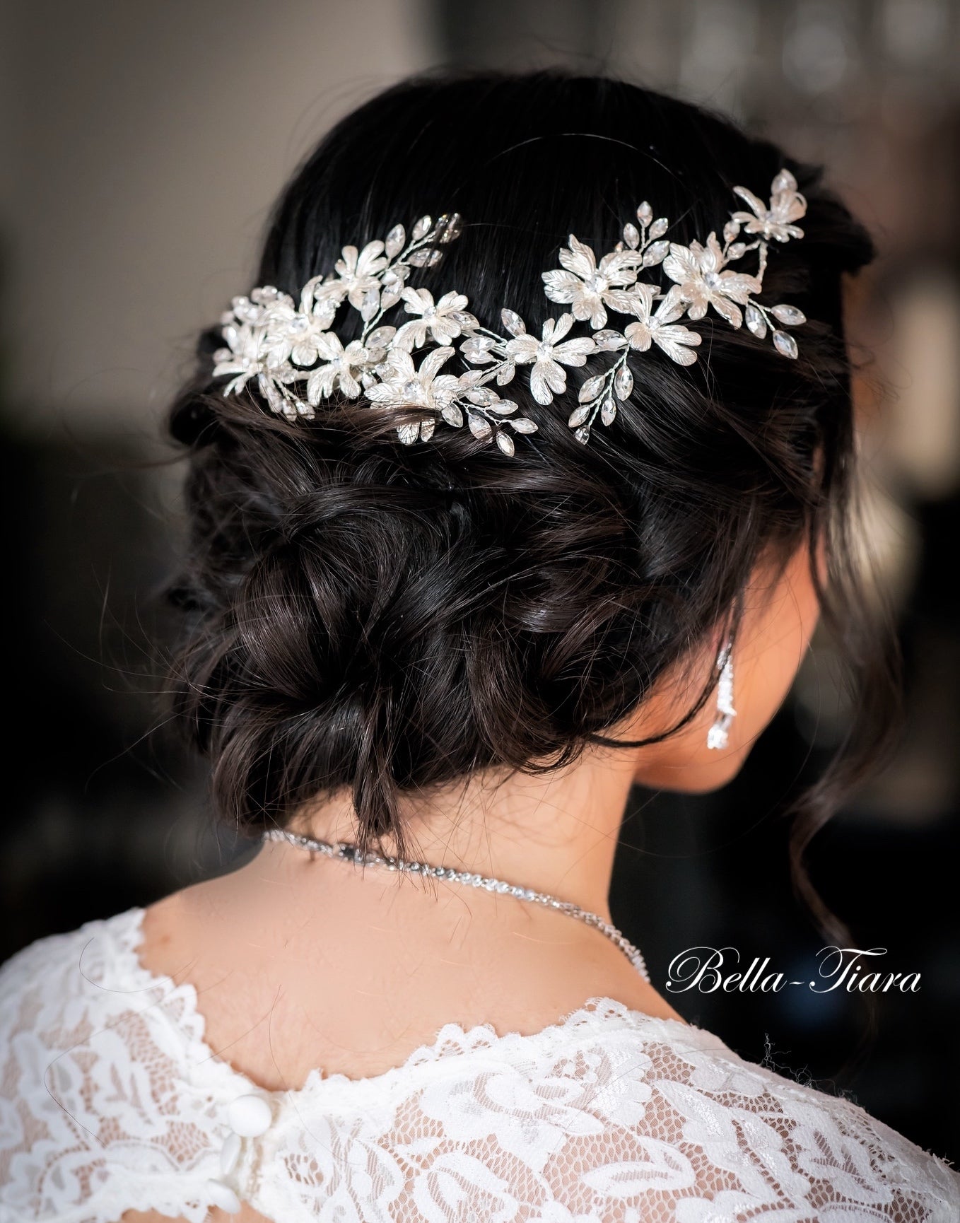 Marcella - Glamorous Swarovski Crystal floral wedding hair clip