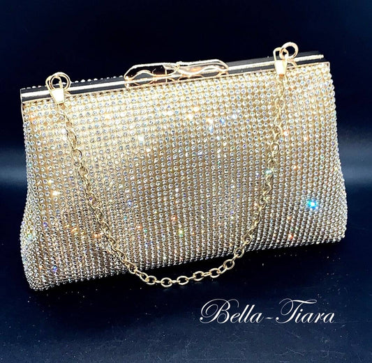 Agata - Gold Rhinestone crystal clutch purse