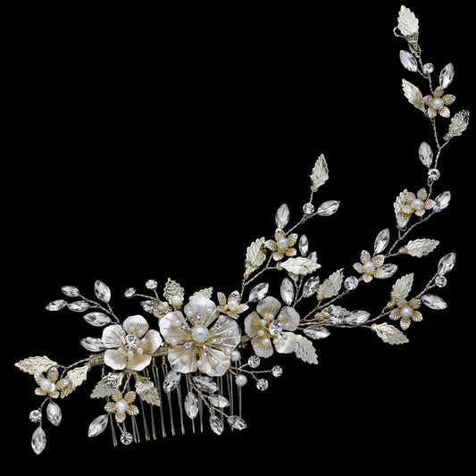 Beatrice - Gold champagne crystal bridal comb
