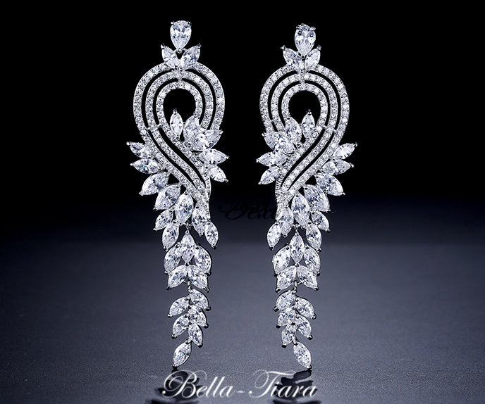 Malba - Swarovski Crystal long bridal drop earrings