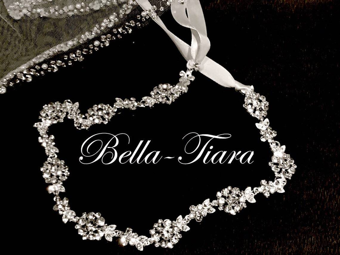 Loredana - Beautiful floral crystal first communion headband