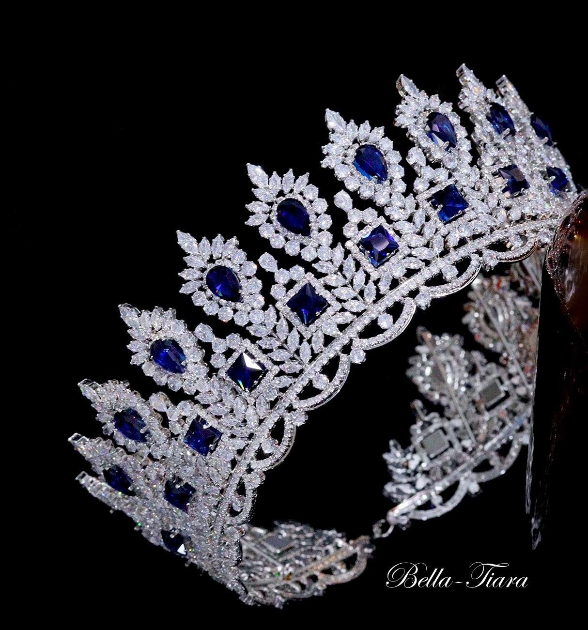 BlueAthena Swarovski sapphire Blue crystal Crown – Bella-Tiara