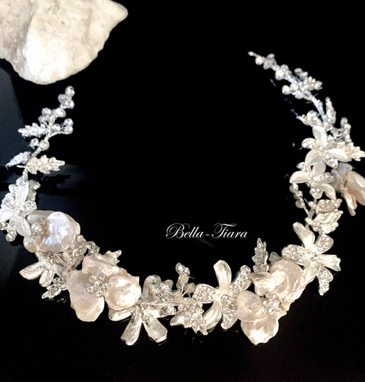 Sandy - floral crystal wedding headpiece