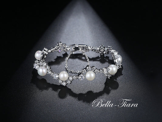 Venice Couture CZ pearl bridal bracelet