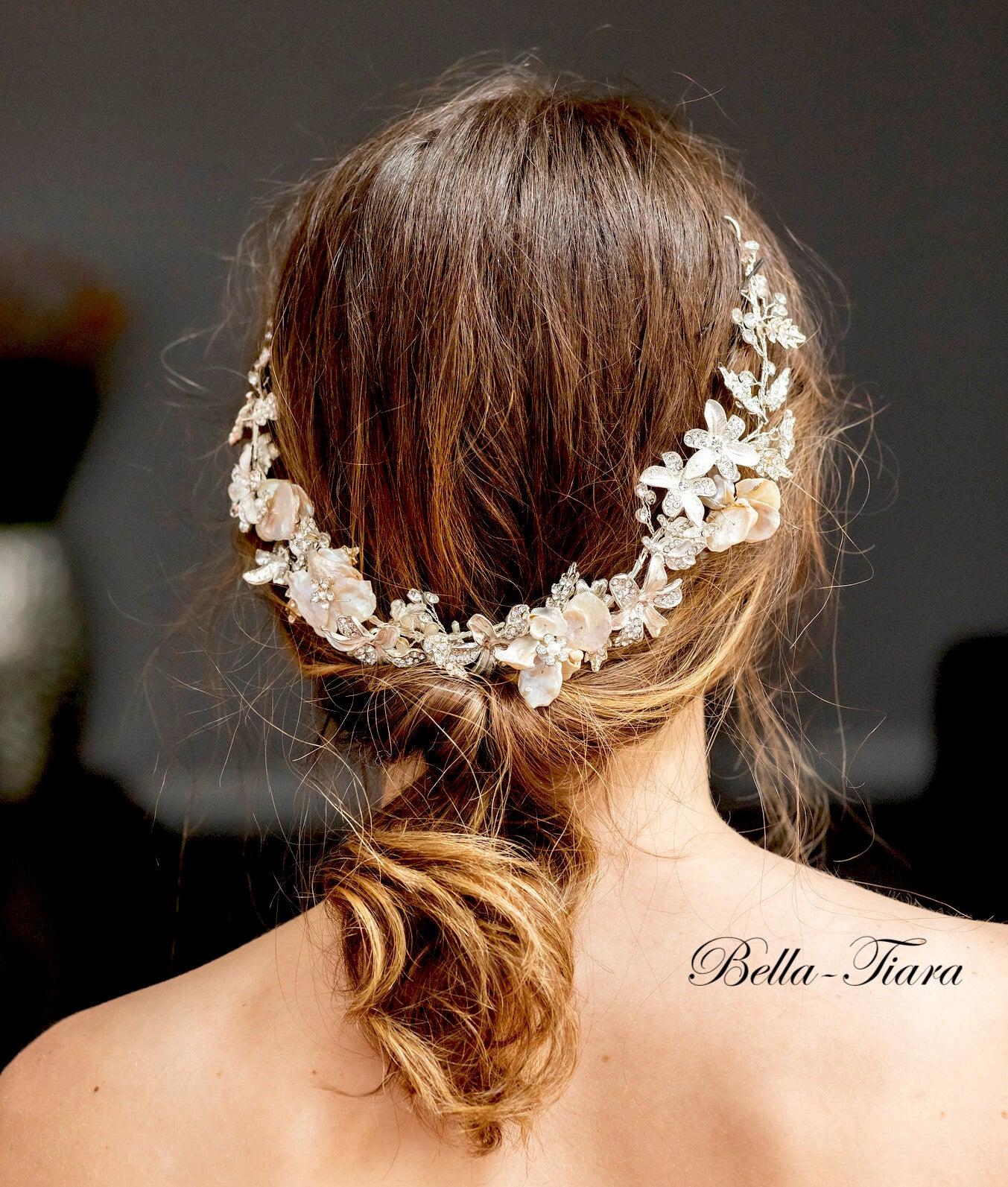 Sandy -  Crystal flower wedding hairvine