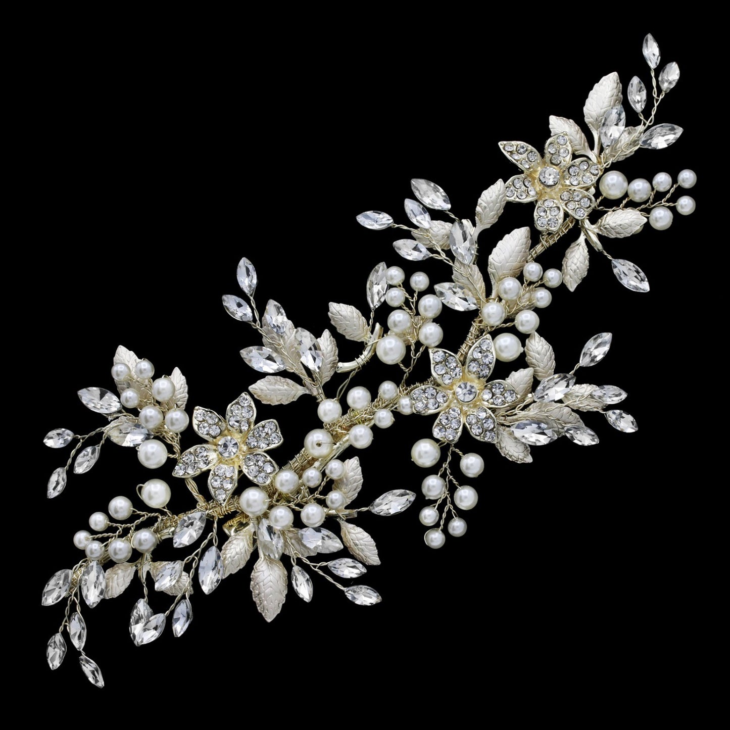 Kaela - Glamorous Gold Crystal bridal haripiece